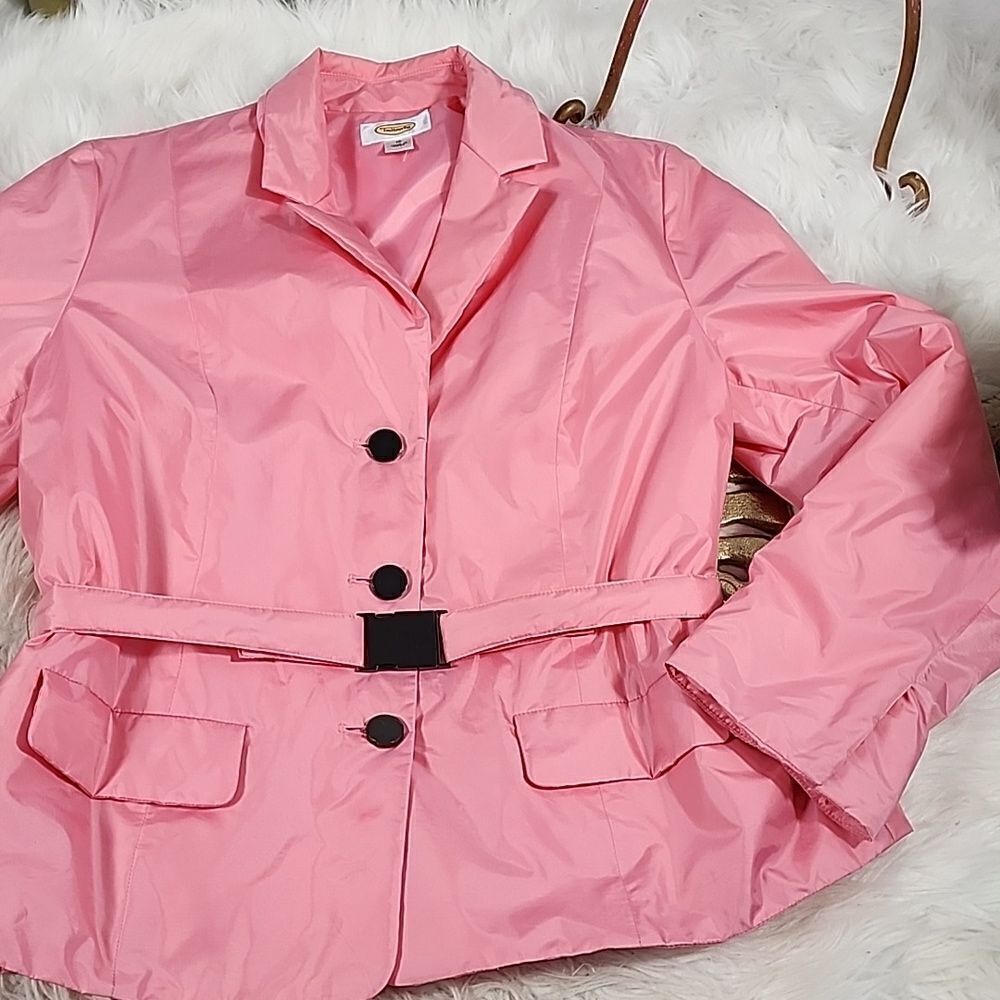 Technical Wind Breaker Jacket with Insulated Lining Pink Belted Gummy Aesthetic